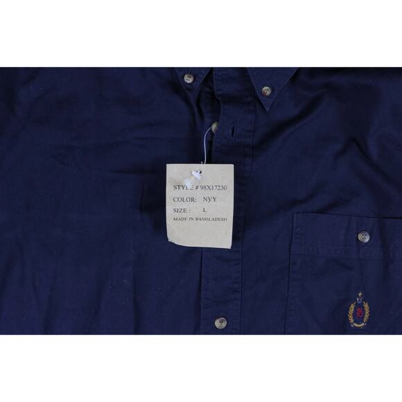 New Bugle Boy Mens Button Down Shirt Blue Large Short Sleeve Vintage Y2K - Picture 3 of 6